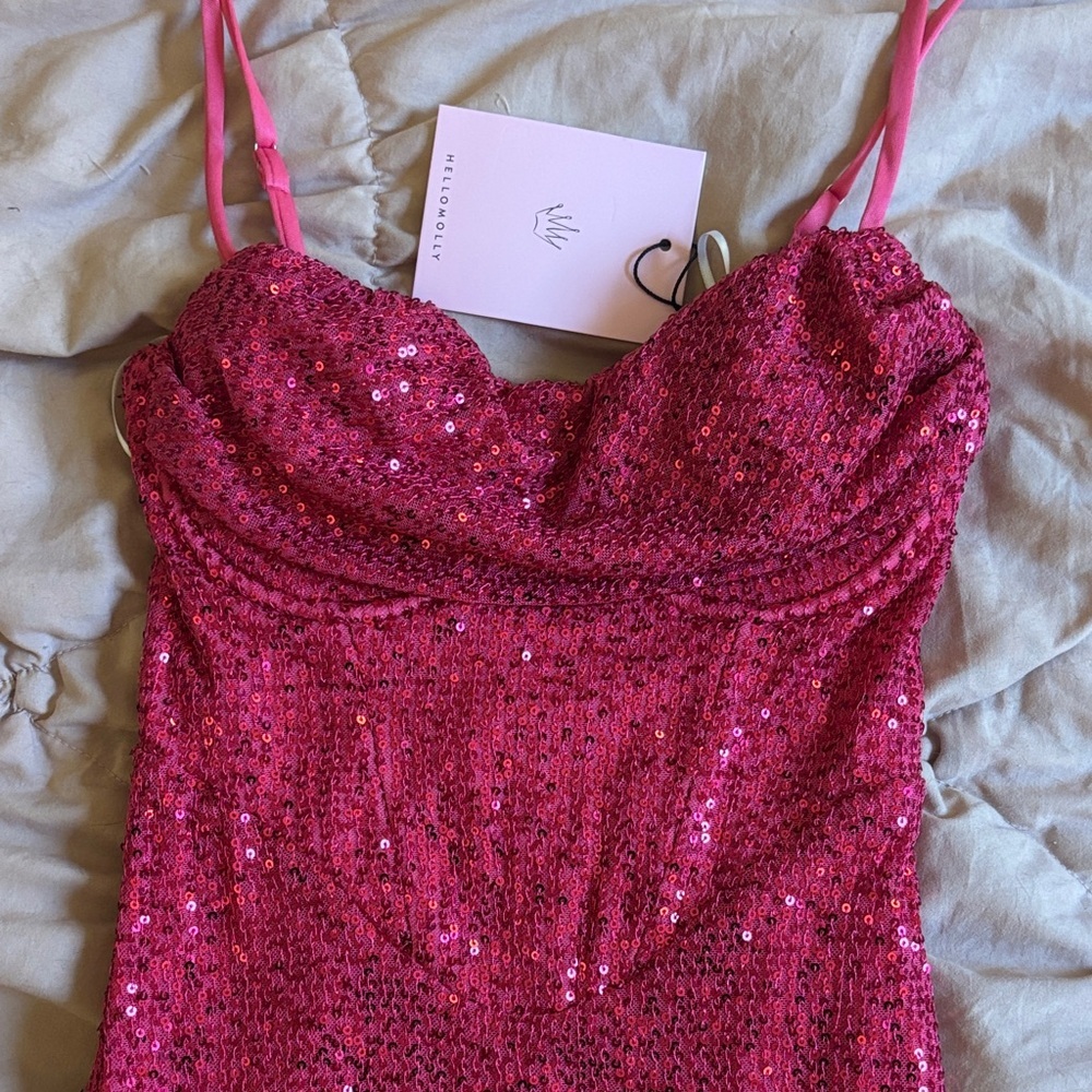 Hello Molly Fun Party Girl mini dress in pink - Picture 6 of 11